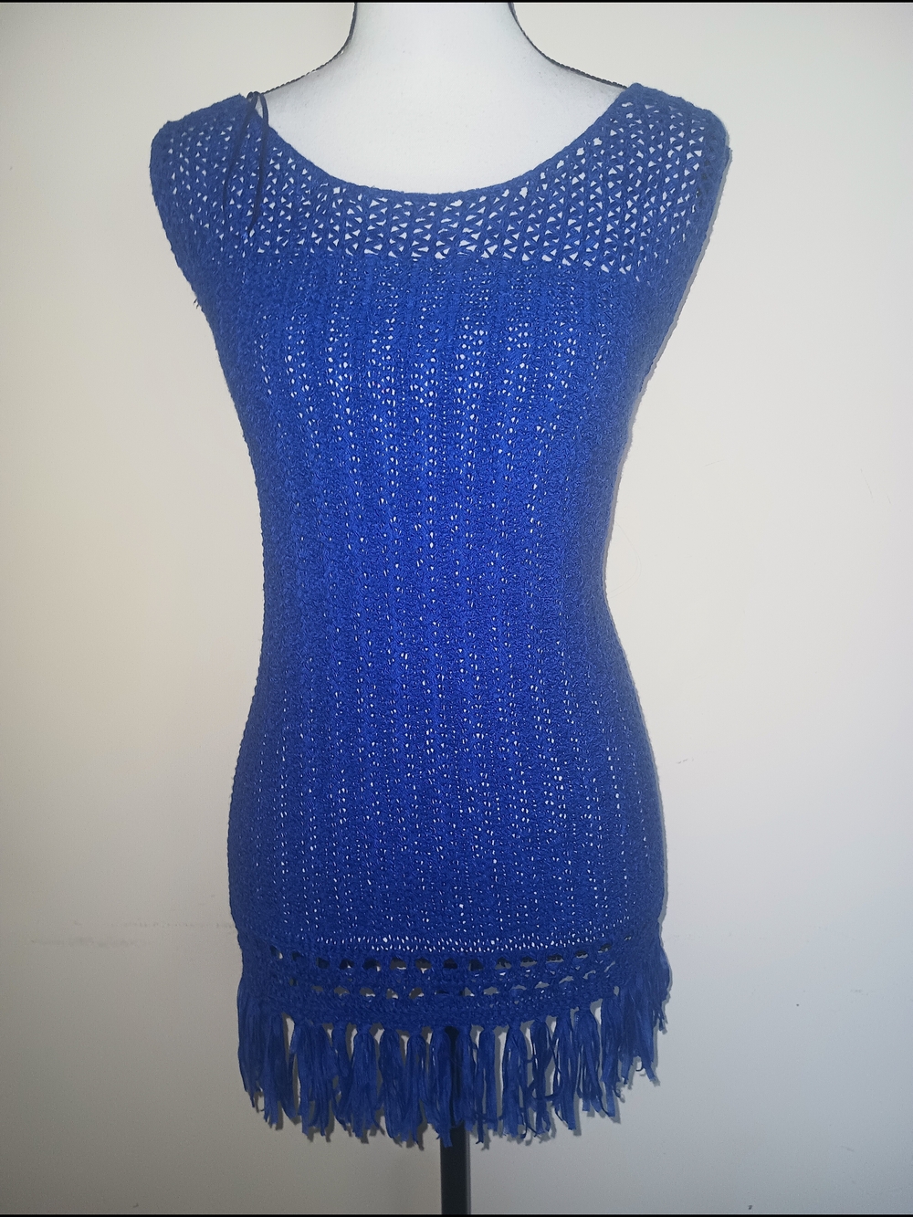 Ruby Rd. Royal Blue Knit Fringe Tunic SZ1X